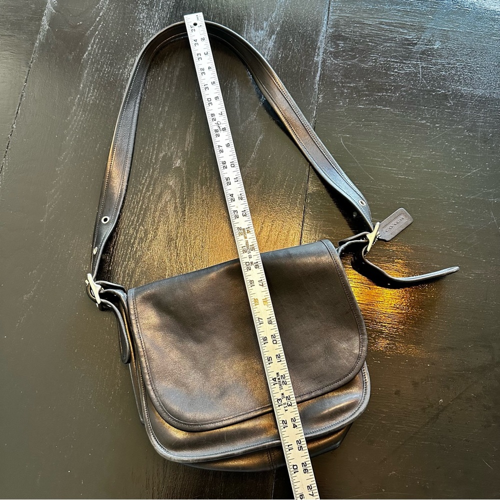 Vintage Y2K COACH Black Genuine Leather Satchel Bag Unisex Patrica Saddle - Picture 2 of 15